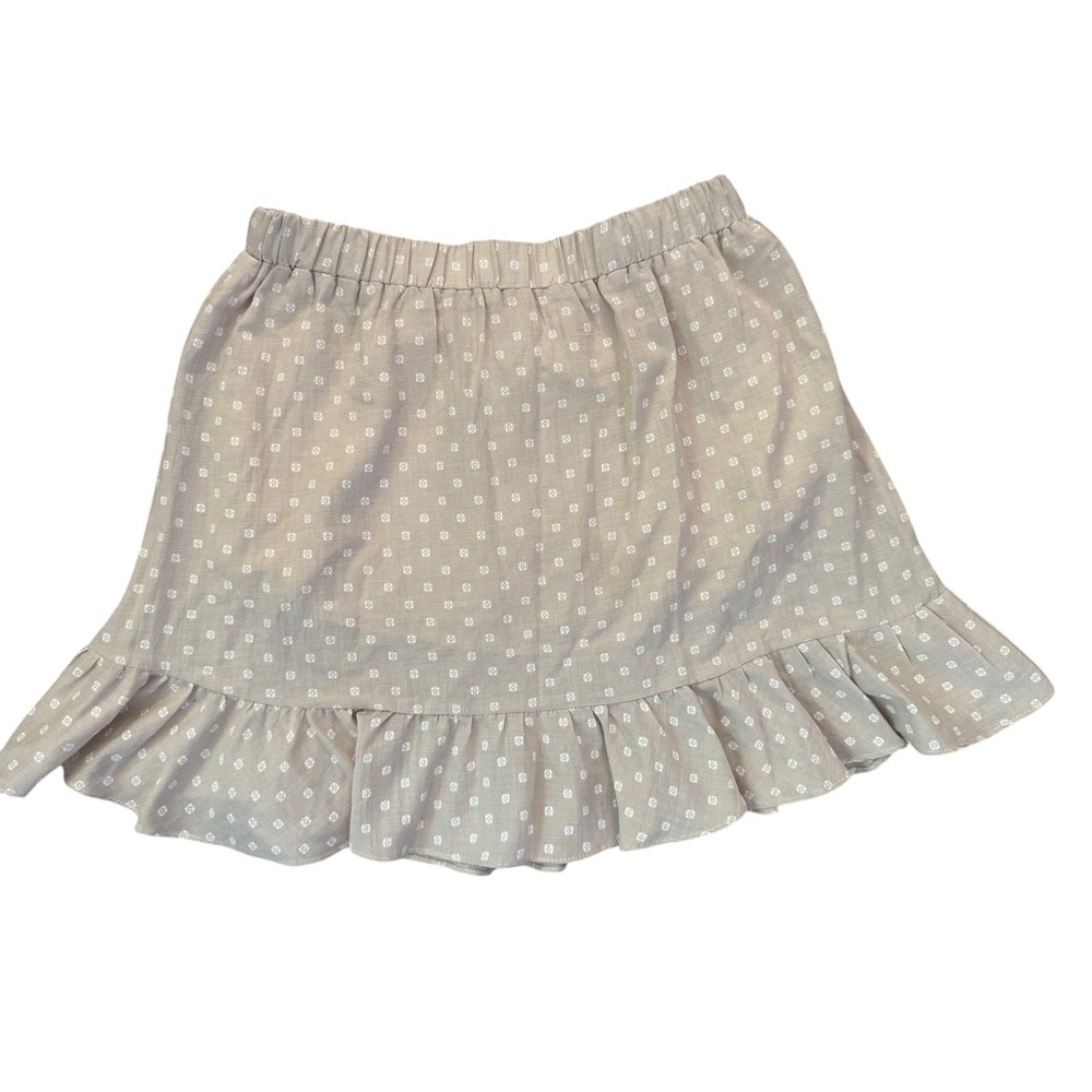 Princess Polly Beige Polka Dot Ruffle Mini Skirt Womens 6 Elastic Waist Cotton‎ - Picture 2 of 5